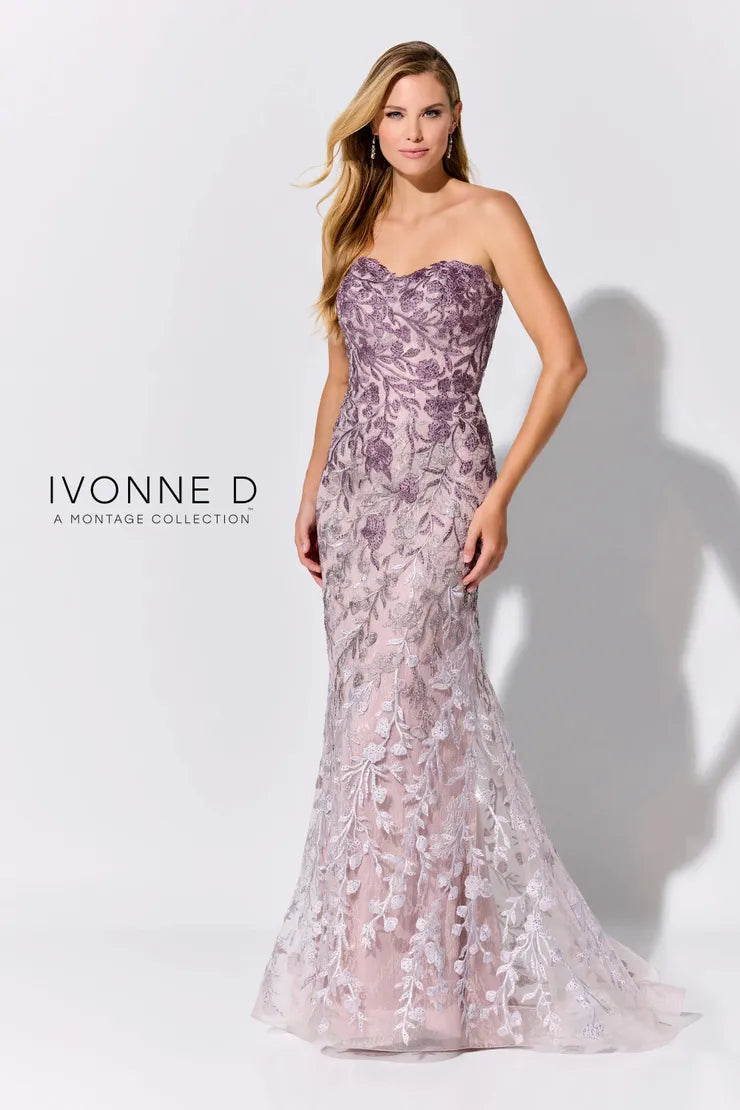 Timeless Elegant Ivonne D. 316 Strapless Lace Gown