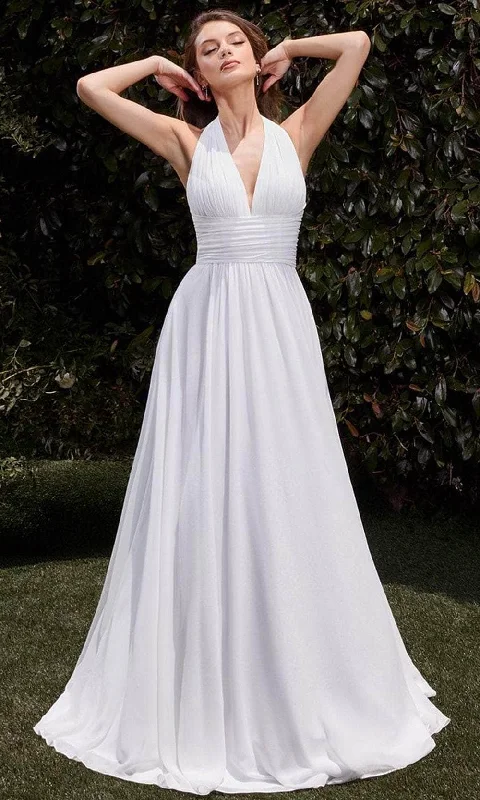 Limited Time Deal Ladivine Bridal CD372W - Ruched Halter Bridal Dress