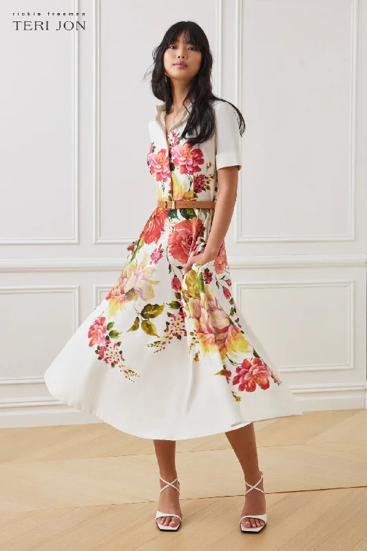 Buy More, Save More Floral Border Print Shirt Dress