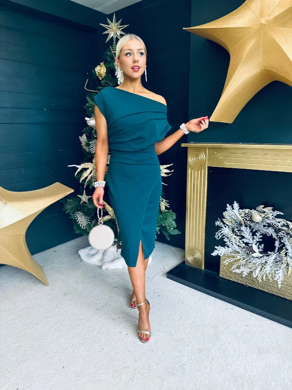 Unbeatable Prices Ariana Asymmetric Midi Dress Green