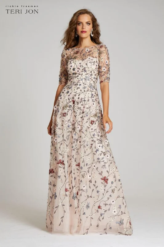 Insane Discount Onslaught Overlay Gown With 3D Embroidered Florals