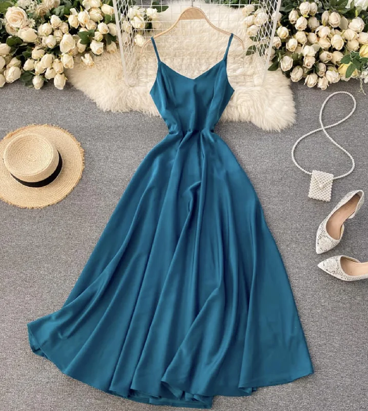 Unbeatable Prices Cute v neck satin dress fashion dress    S125