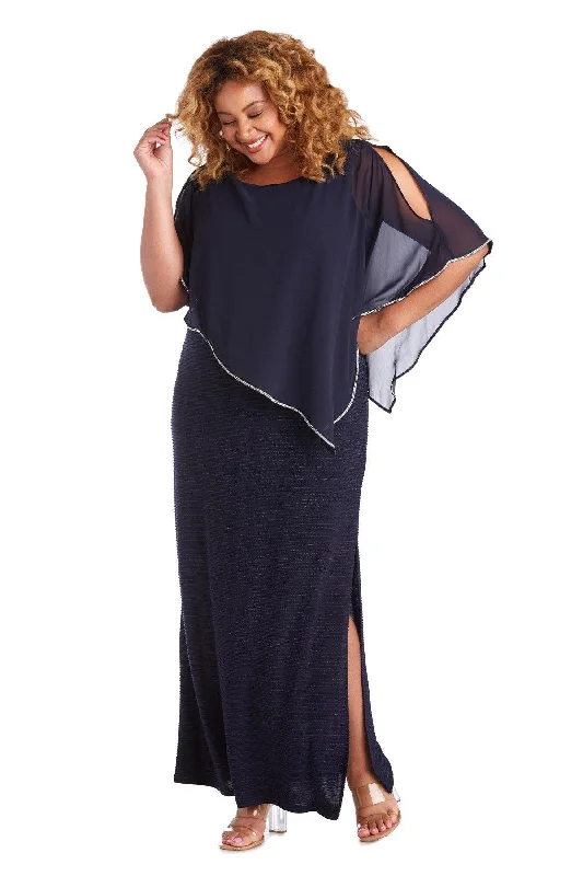 Discover Promotions R&M Richards 7076W Long Plus Size Poncho Dress