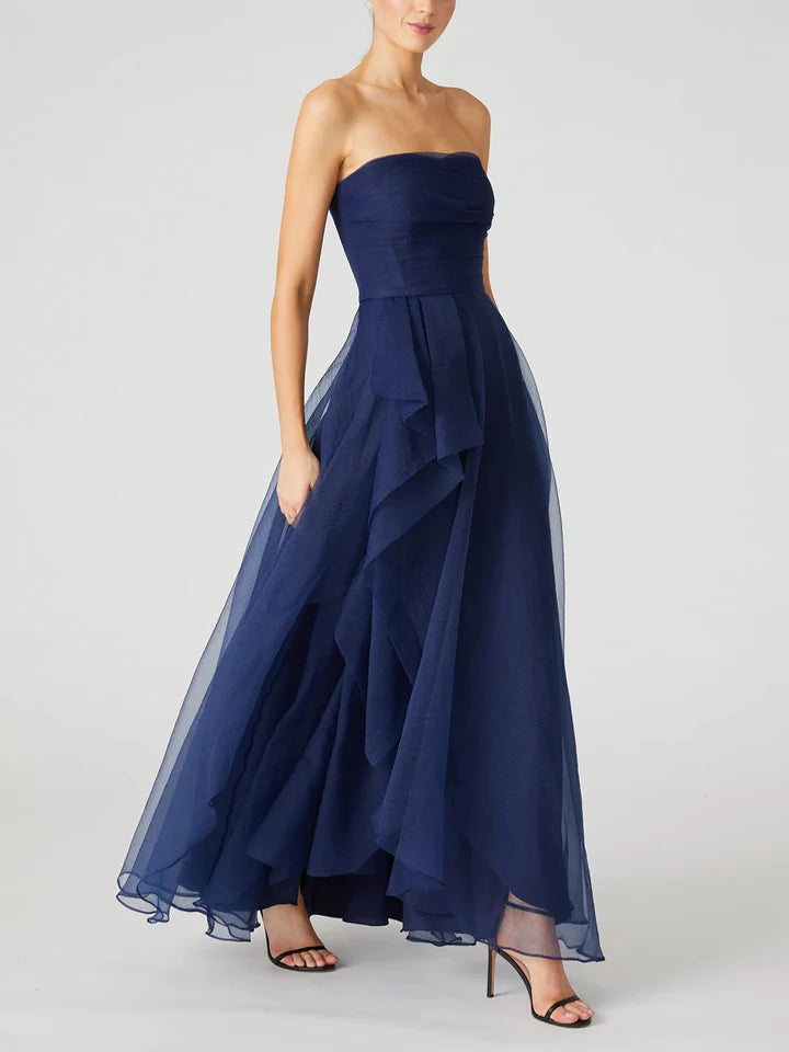 Stupidly Low Prices A-Line/Princess Strapless Sleeveless Ankle-Length Evening Dress With Ruffles