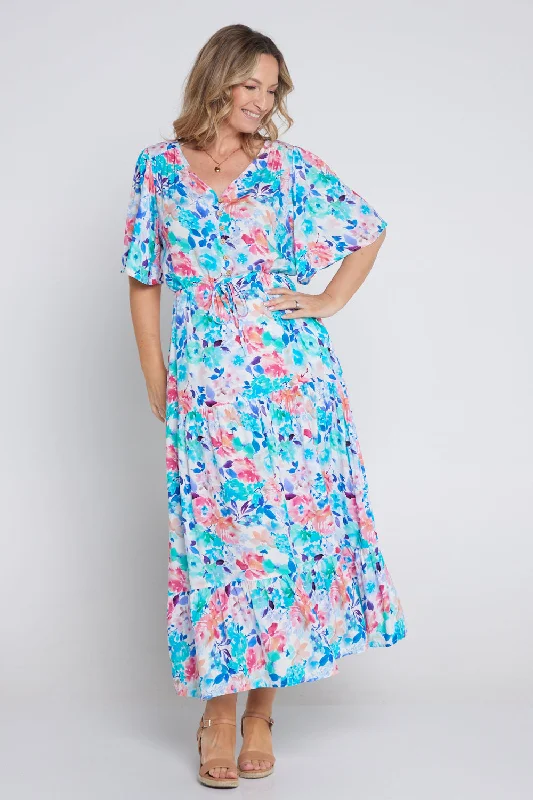 Cool Prices Quinn Maxi Dress - Blue/Rose Floral