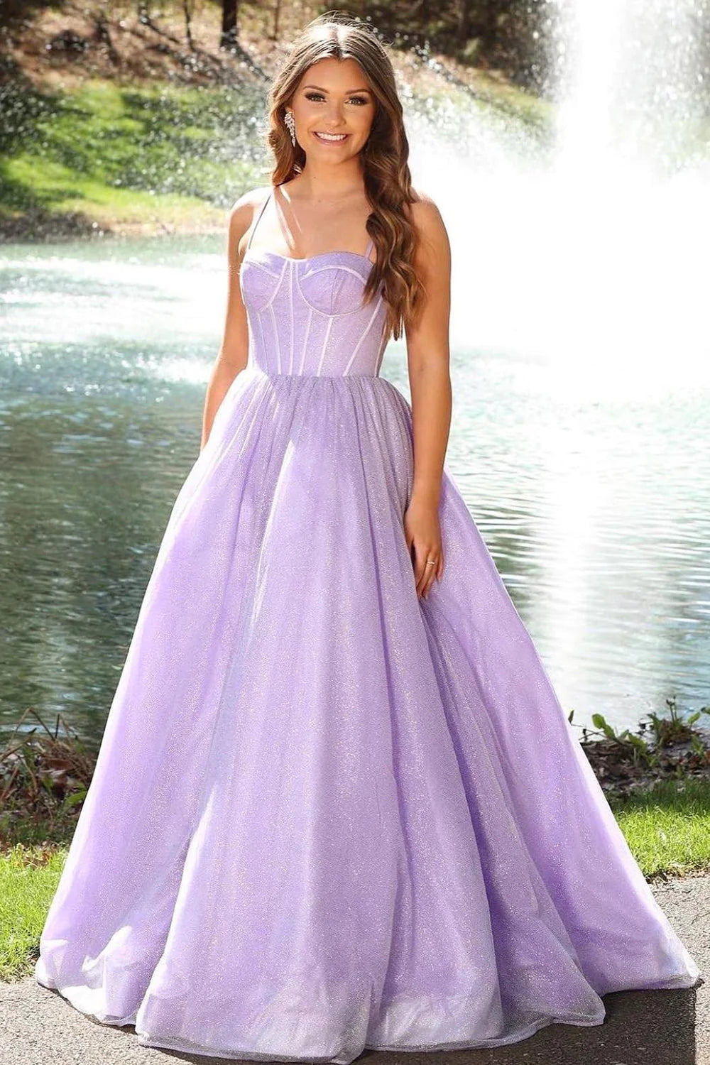 Gorgeous Glamour Collection Gorgeous A-line Pink Long Sweetheart Floor-Length Sleeveless Prom Dresses