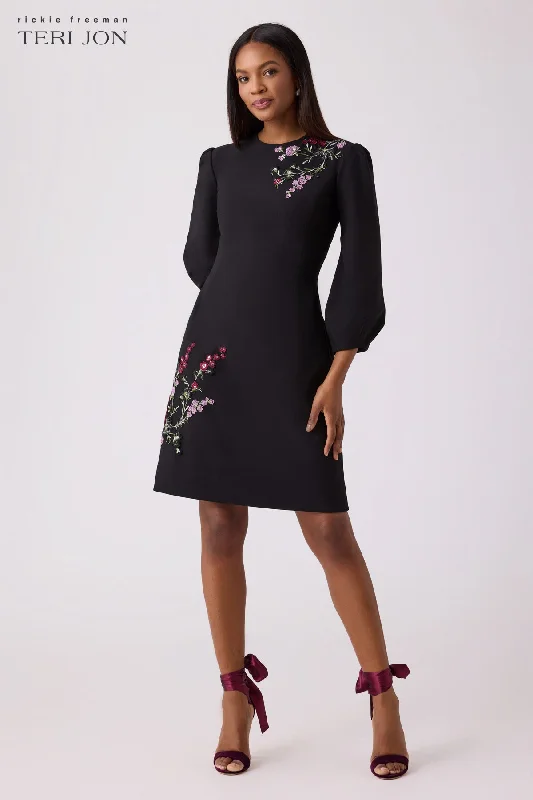 Step Ahead, Lead The Trend Floral Crepe Applique Dress