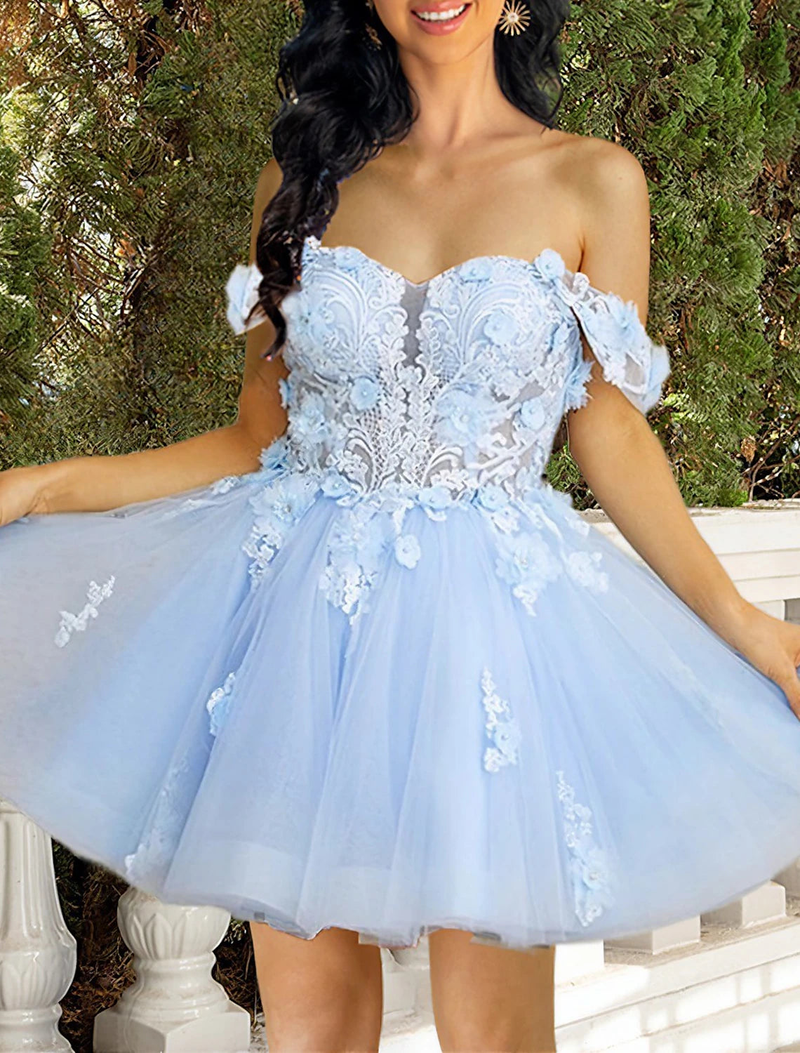 Fast Fashion Favorites A-Line Homecoming Dresses Corsets Dress Graduation Birthday Short / Mini Sleeveless Off Shoulder Tulle with Appliques