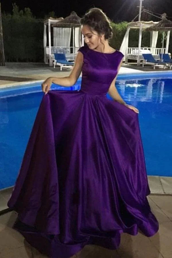 Trendy Women's Wear Collection Prom Dresses Ball Gown Satin Sleeveless Backless