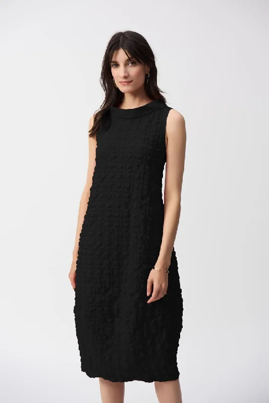 Unbeatable Prices Joseph Ribkoff Black Textured Woven Sleeveless Cocoon Dress