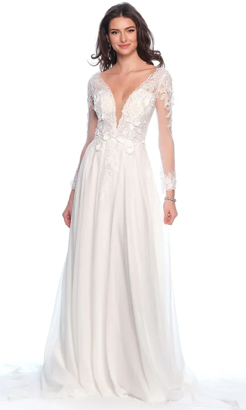 Gift Ideas Dave & Johnny Bridal 12115 - Long Sleeve Chiffon Bridal Gown