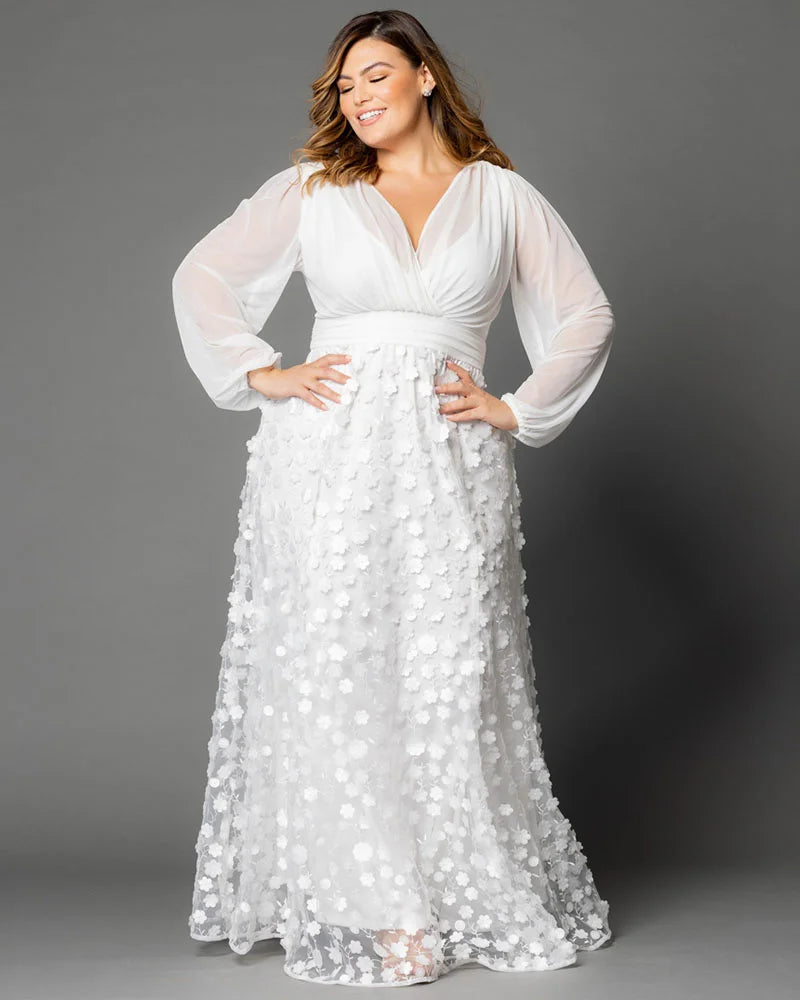 Chic Style, Always In Vogue Enchanted Garden Long Sleeve Wedding Gown