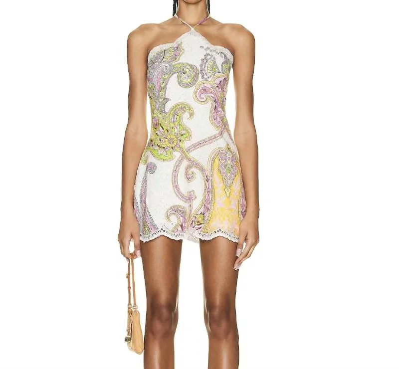 Fashion Forward Agra Printed Mini Dress In Off White