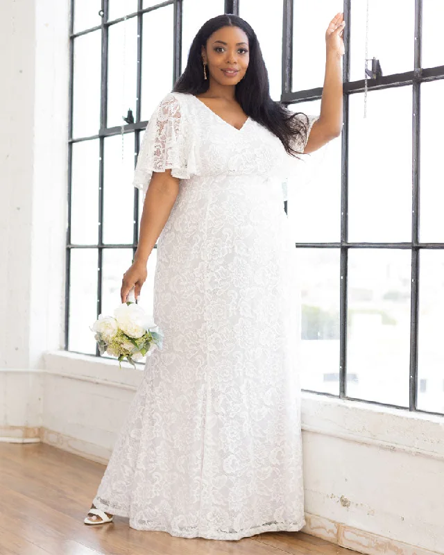 Bid Farewell To The Old Season Clarissa Lace Flutter Sleeve Long Wedding Gown