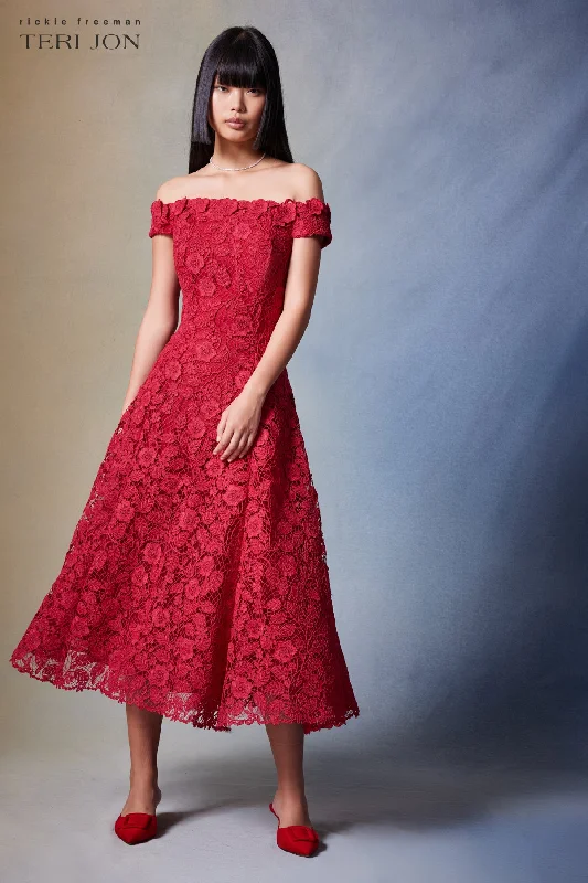 Elegant Simplicity Wardrobe Embroidered Floral Lace Dress