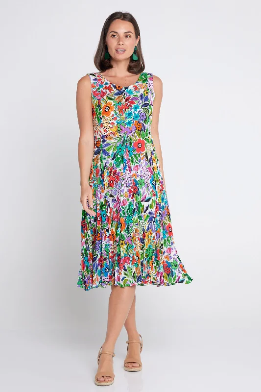 Special Offer For You Welwyn Sleeveless Short Godet Dress - Floral Print