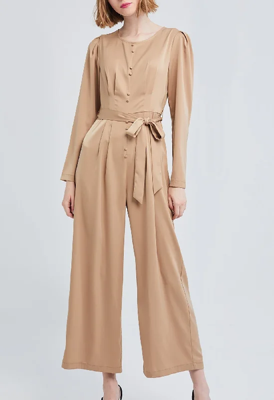 Additional Time-Limited Offers Alternate Dual Button Satin Jumpsuit