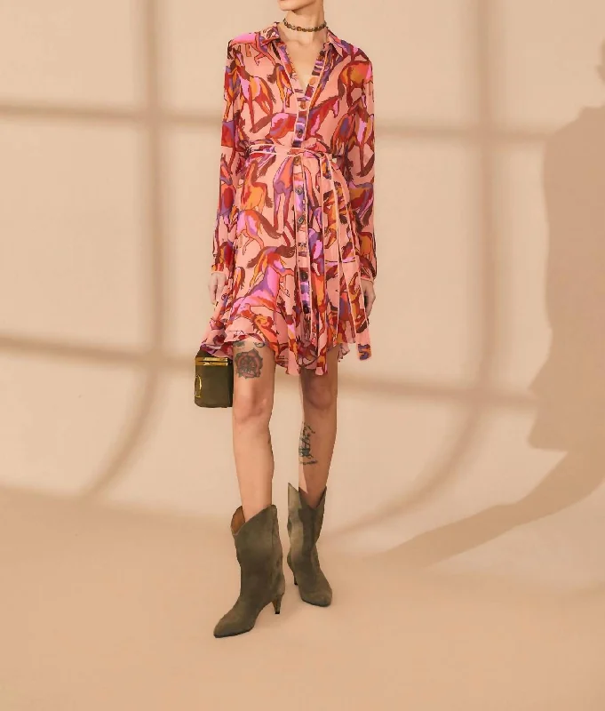 Early Access To Art Deco Styles Sale Wild Horses Long Sleeve Mini Dress In Rose