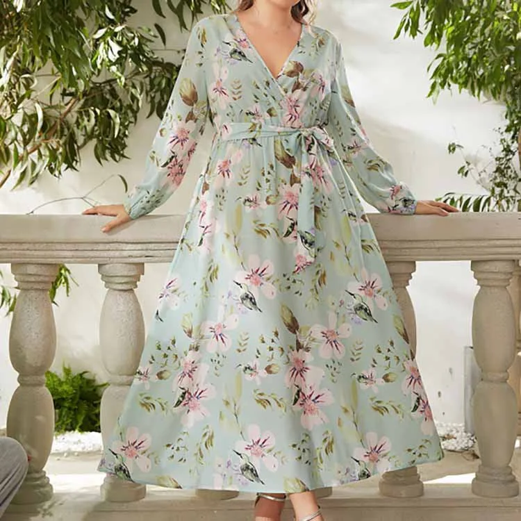 Seasonal Sale Felicia Plus Size Floral Print Wedding Guest Dress