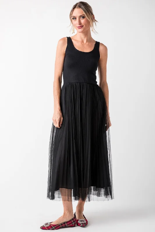 Trendy Street Style Attire Elan Mixed Media Tulle Midi Dress