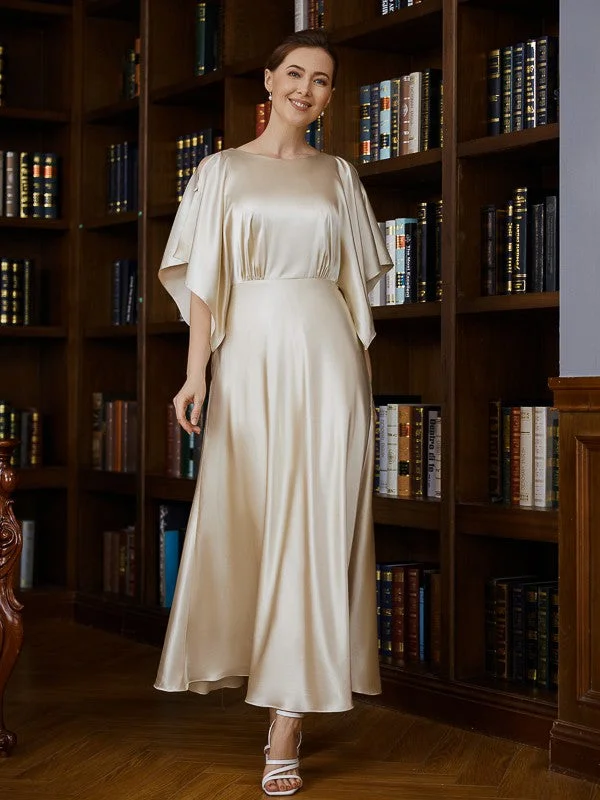 Elevate Your Wardrobe Mother of the Bride Dresses A-Line/Princess Silk like Satin 1/2 Sleeves Ankle Length