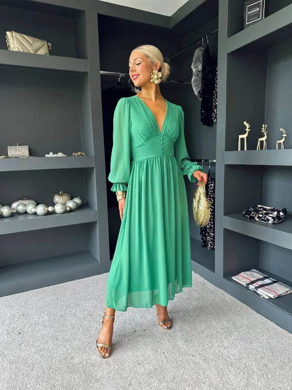 All Season Basics Discount Cliona Banded Midi Dress Emerald