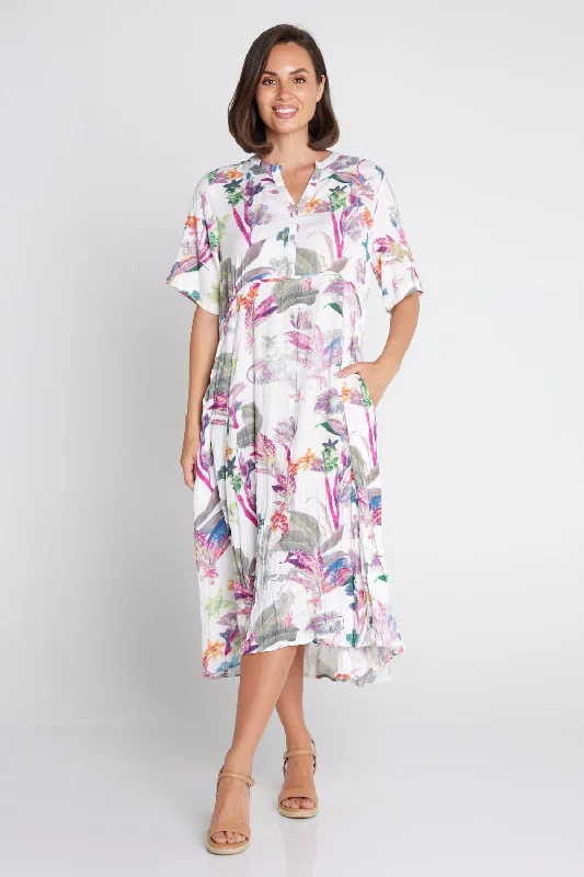 Ride The Style Wave Newark Dress - White Floral