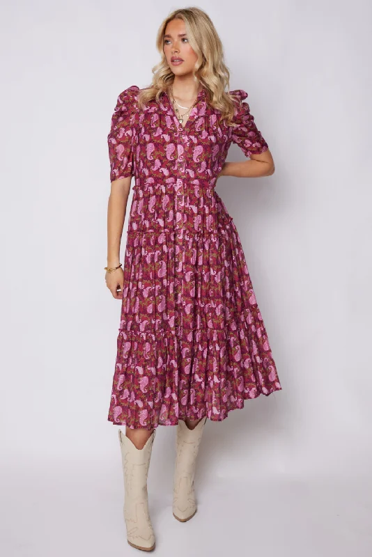 You'Ll Love Us Because Louise Printed Button Front Midi Dress