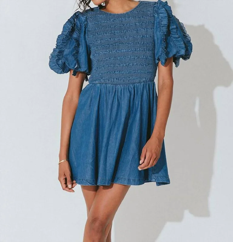 Designer Wear On Sale Mya Mini Dress In Classic Blue