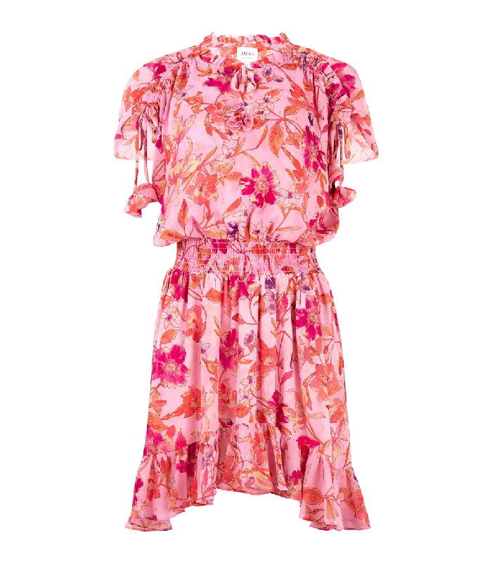 Limited-Time Offer Dominique Ruffled Mini Dress Fire Floral Mix