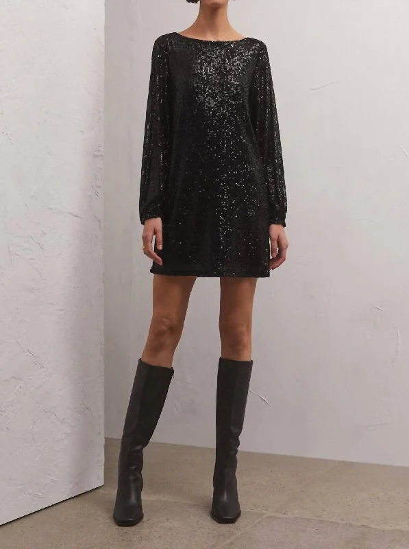 Luxe Layering Andromeda Sequin Mini Dress In Black