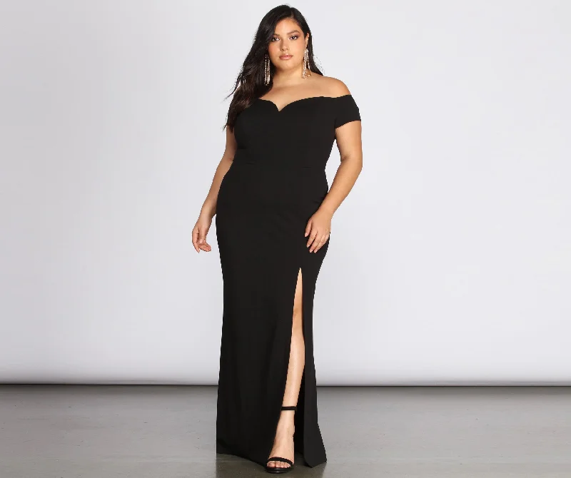 Women's Elegant Clothing Sets Limited Time Offers Plus Oriana Stylish Off-Shoulder Gown