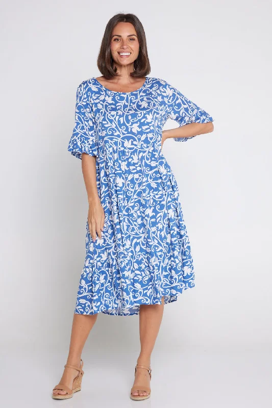 New Arrivals Jackson Dress - Blue/Floral Flourish