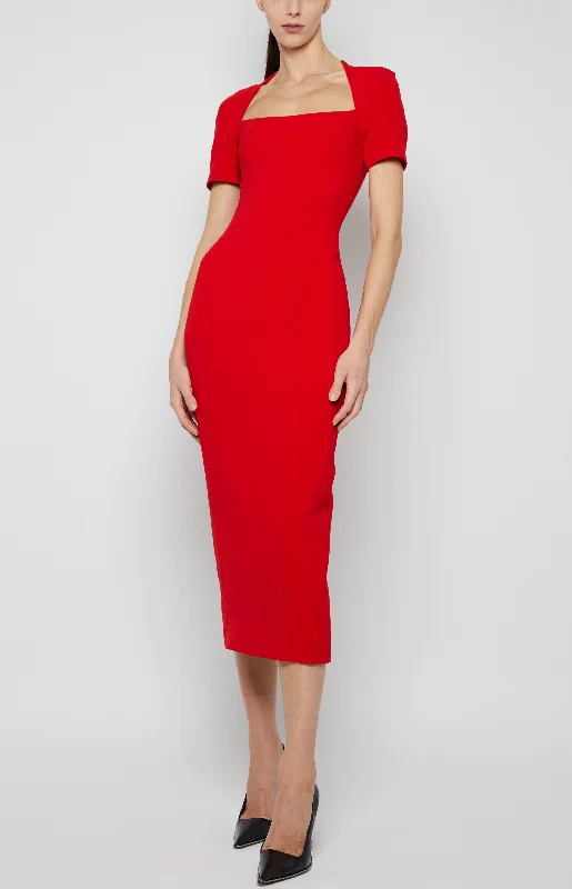 Massive Savings SQUARE NECK MIDI DRESS