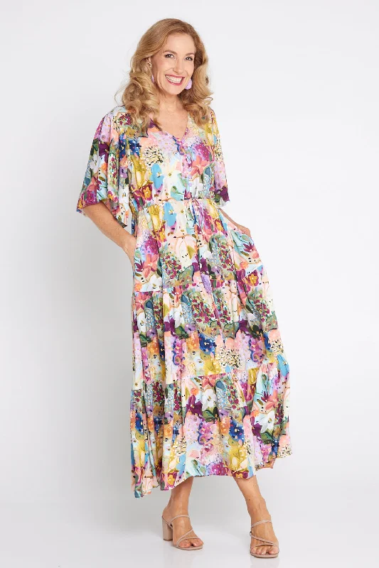 Vintage Inspired Fashion Sale Gravity Dress - Spring Floral Painting