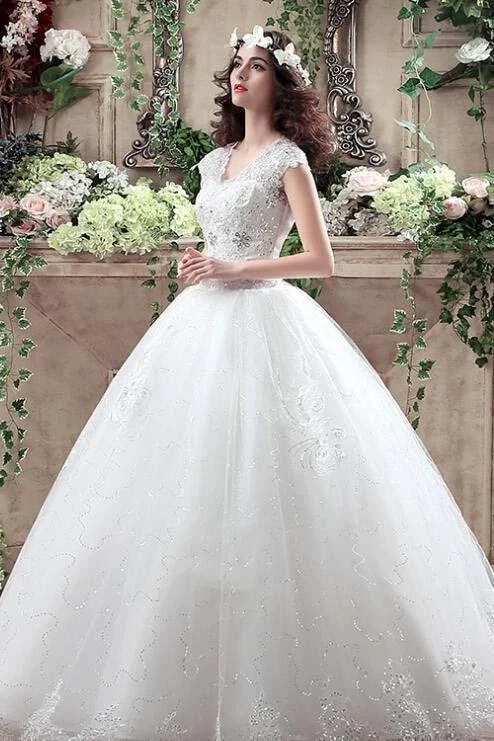 Trend Setting Wardrobe Ball Gown Tulle Sweetheart Open Back Lace up Lace Appliques Sequins Ivory Wedding Dress