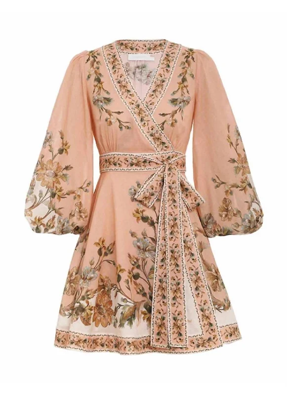 End - Of - Month Blowout Chintz Wrap Mini Dress In Pink