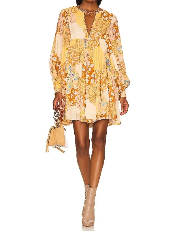 Forward Trendsetter Freda Boho Mini Dress In Amber