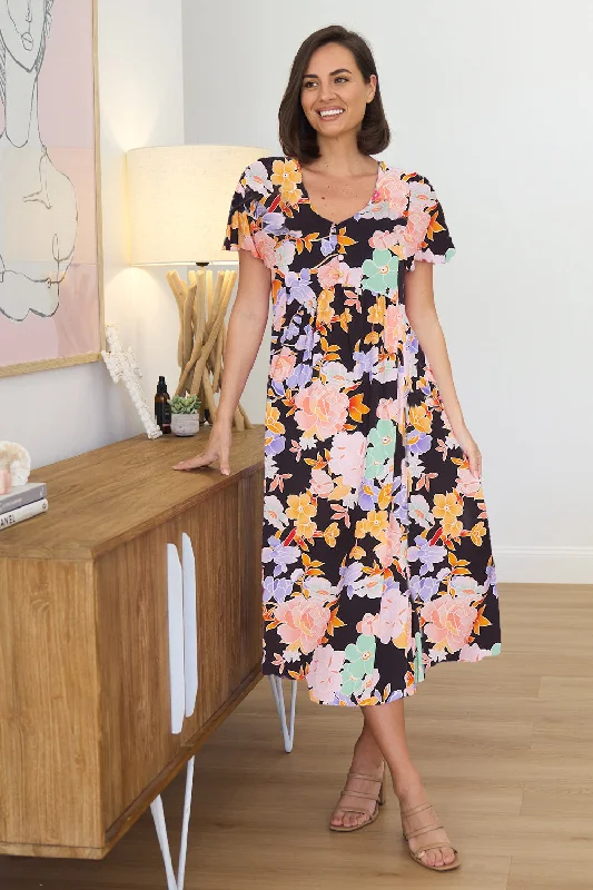 Spring Fashion Brighton Dress - Peachy Floral