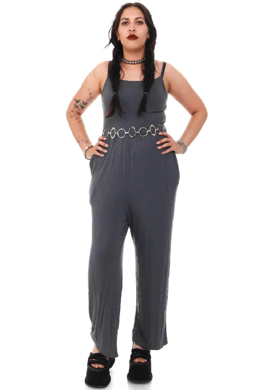 Modern Glamour Vintage Y2K Grey Knit Jumpsuit - S