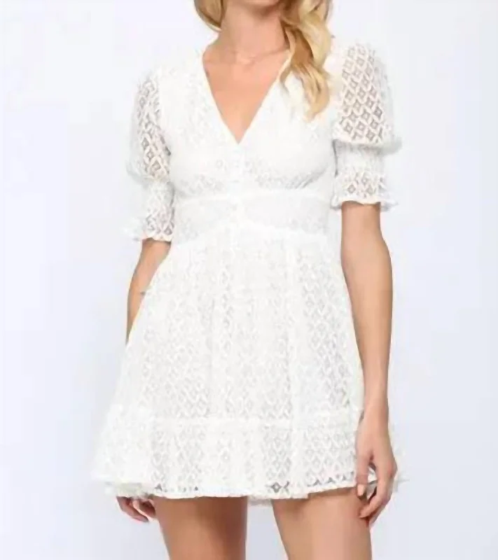 Athleisure Wear Special Offer Veronica Lace Short Sleeve Mini Dress In White