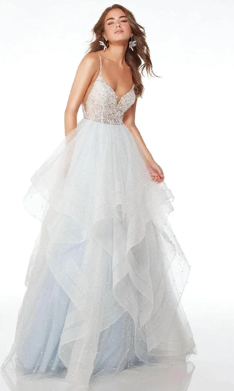 Chic Styles Alyce Paris 61672 - Beaded V-Neck Ruffled Ballgown