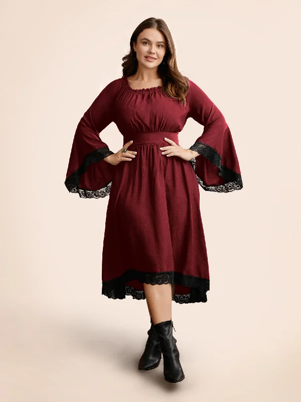 Fashionista Favorites Gothic Inspired Lotus Sleeves Midi Dress