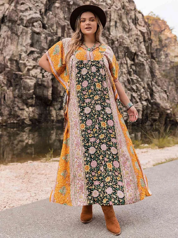 Summer Fashion Plus Size Tie Neck Maxi Dress