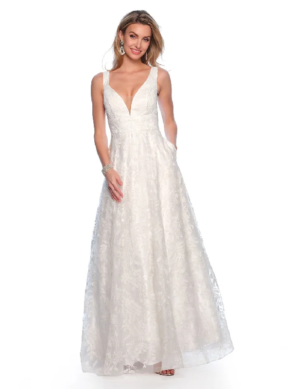 Hot Picks Dave & Johnny Bridal 10591W - V-Neck Lace Detail Bridal Gown