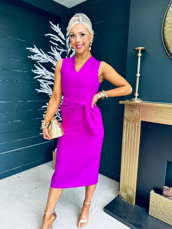 Get The Latest Trends Colleen Bow Detail Occasion Midi Dress Orchid