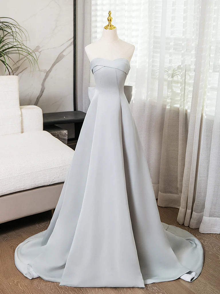 Casual Chic Formal Dress A-Line Sweetheart Neck Satin Long Evening Dress