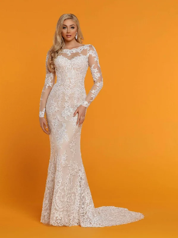 End Of Season Sale Da Vinci 50516 - Illusion Sleeve Embellished Wedding Dress