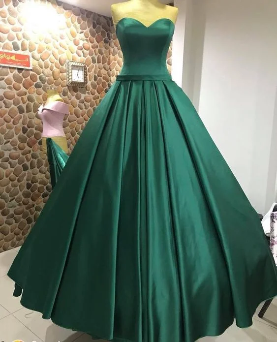 Fashion-Forward Simple green satin strapless floor length formal prom gown for bridal party   cg23115