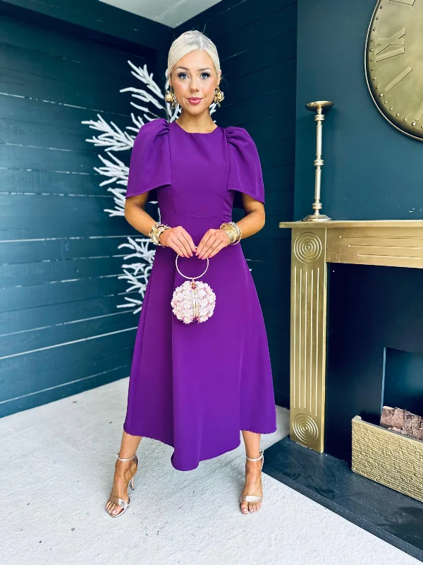 Trendy Threads Felicity Occasion Midi Dress Plum